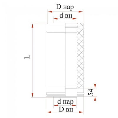 Труба Дымок 0.8 мм, L = 1000 мм с изоляцией, d=140 мм