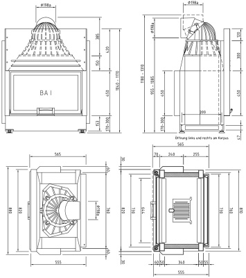 Каминная топка Schmid Lina FD 7351 h (туннельная версия) Каминная топка Schmid Lina FD 7351 h (туннельная версия)