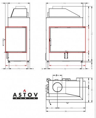 Каминная топка АСТОВ П2С 800 Каминная топка АСТОВ П2С 800