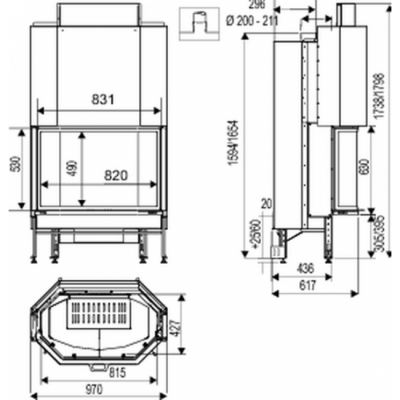 Каминная топка Supra CRISTAL 411 B N