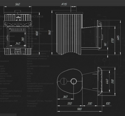 Печь для бани Feringer Оптима Перенесенный рисунок Печь для бани Feringer Оптима Перенесенный рисунок