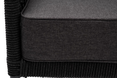 Кресло из роупа (узелки) 4SIS Канны, каркас темно-серый муар, роуп темно-серый, ткань темно-серая 027 Кресло из роупа (узелки) 4SIS Канны, каркас темно-серый муар, роуп темно-серый, ткань темно-серая 027