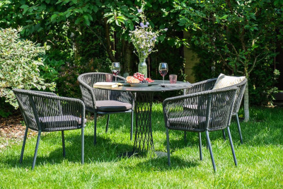 Обеденная группа 4SIS Диего 4-местная из роупа со стульями Марсель Цвет: серый гранит, серый Обеденная группа 4SIS Диего 4-местная из роупа со стульями Марсель Цвет: серый гранит, серый