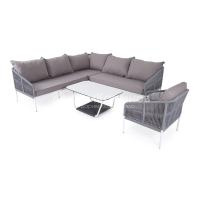 Модульная угловая лаунж-зона 4SIS Канны из роупа Цвет: светло-серый