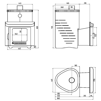 Дровяная печь Ферингер Малютка ПФ в кожухе Стандарт, до 18 м³ Дровяная печь Ферингер Малютка ПФ в кожухе Стандарт, до 18 м³