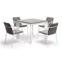 Обеденная группа 4SIS Венето 4-местная со стульями Марокко Цвет: белый, серый