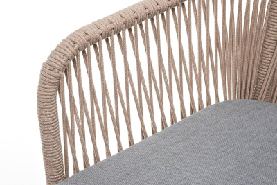 Стул из роупа 4SIS Лион, каркас из стали светло-серый (RAL7035) муар, роуп бежевый, ткань светло-серая