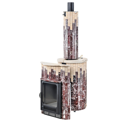 Дровяная печь Ферингер Оптима ПФ в облицовке Россо Леванте+"Окаменевшее дерево", до 28 м³ Дровяная печь Ферингер Оптима ПФ в облицовке Россо Леванте+"Окаменевшее дерево", до 28 м³