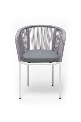 Стул из роупа 4SIS Марсель, Каркас алюминий белый муар, роуп светло-серый, ткань светло-серая Стул из роупа 4SIS Марсель, Каркас алюминий белый муар, роуп светло-серый, ткань светло-серая