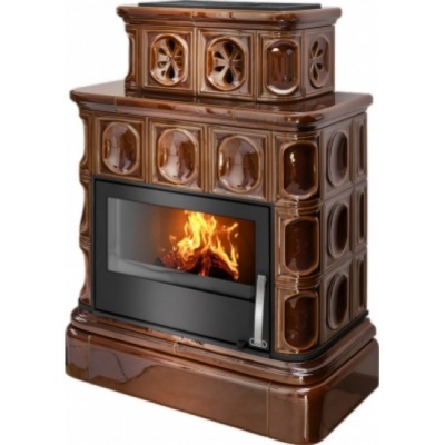 Печь-камин ABX KARELIE P OX, с кафельным цоколем (коричневый) Печь-камин ABX KARELIE P OX, с кафельным цоколем (коричневый)