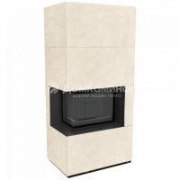 Каминокомплект FLOKI в облицовке FOKOS TALCO, угловое стекло слева