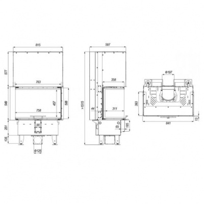 Топка Defro Home Intra SM C G, 10 кВт, 841/549/393мм, трехсторонний, гильотина