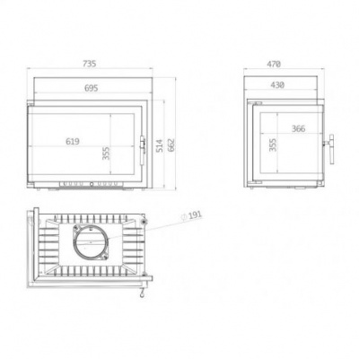 Каминная топка Echa Tech Font/700 угловая 14 кВт, 735/514/X Каминная топка Echa Tech Font/700 угловая 14 кВт, 735/514/X
