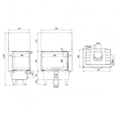 Топка Defro Home Intra SM G угловая, 10кВт, 755/548/498мм, гильотина Топка Defro Home Intra SM G угловая, 10кВт, 755/548/498мм, гильотина