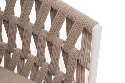 Диван 4SIS Диего 2-местный из роупа, каркас белый муар, роуп бежевый, ткань бежевая 035