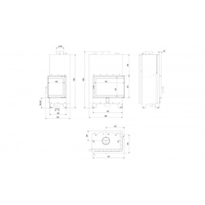 Каминная топка kratki MBA PW 17 P BS W, Г-образное стекло справа, змеевик Каминная топка kratki MBA PW 17 P BS W, Г-образное стекло справа, змеевик