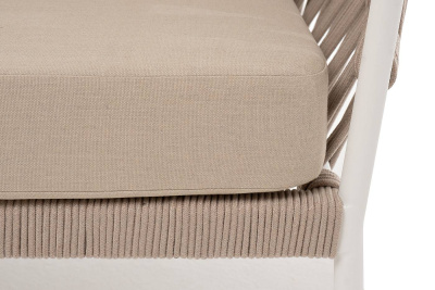 Диван 4SIS Диего 2-местный из роупа, каркас белый муар, роуп бежевый, ткань бежевая 035