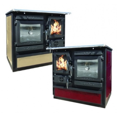 Отопительно варочная Печь-плита Guca GULIVER THERMO BORDO левая (Гуча, ГУЛИВЕР, с теплообменником, красная)