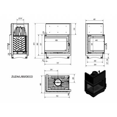 Каминная топка Kratki Zuzia L BS Deco Каминная топка Kratki Zuzia L BS Deco
