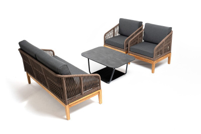 Лаунж-зона 4SIS Канны 4-местная из роупа со столиком Гранада Цвет: серый гранит, дуб, коричневый, темно-серый Лаунж-зона 4SIS Канны 4-местная из роупа со столиком Гранада Цвет: серый гранит, дуб, коричневый, темно-серый