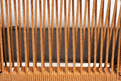 Кресло 4SIS Канны, каркас светло-серый муар, роуп оранжевый меланж, ткань светло-серая