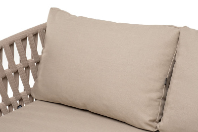 Диван 4SIS Диего 2-местный из роупа; основание дуб, каркас алюминий светло-серый муар, роуп бежевый, ткань бежевая 052