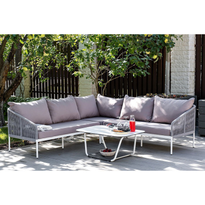 Модульная угловая лаунж-зона 4SIS Канны из роупа Цвет: светло-серый Модульная угловая лаунж-зона 4SIS Канны из роупа Цвет: светло-серый