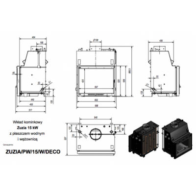 Каминная топка Kratki Zuzia PW 15 W DECO Каминная топка Kratki Zuzia PW 15 W DECO