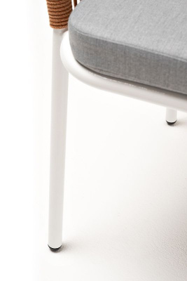 Стул 4SIS Лион из роупа каркас из стали светло-серый (RAL7035) муар, роуп оранжевый меланж, ткань светло-серая