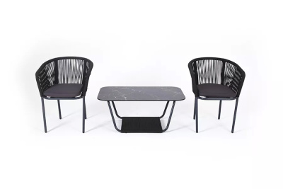 Кофейный набор 4SIS Марсель плетеный из роупа Цвет: темно-серый Кофейный набор 4SIS Марсель плетеный из роупа Цвет: темно-серый