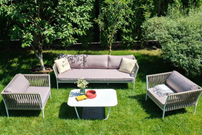 Диван 4SIS Касабланка 3-местный из роупа Цвет: белый, бежевый Диван 4SIS Касабланка 3-местный из роупа Цвет: белый, бежевый