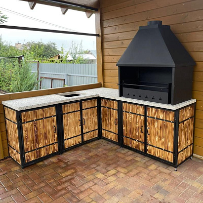 Угловой арбекю комплекс Лофт с мангалом 80 см