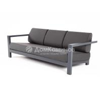 Диван 4SIS Гранада трехместный. каркас алюминий темно-серый (RAL7024) муар, роуп темно-серый круглый, ткань темно-серая 027