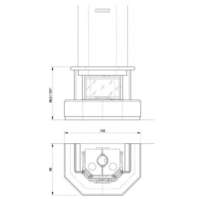 Каминная облицовка Palazzetti Costanza 64 Red Alhambra, с деревянной балкой Каминная облицовка Palazzetti Costanza 64 Red Alhambra, с деревянной балкой