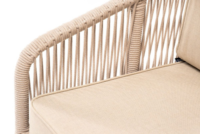 Кресло 4SIS Канны из роупа, основание дуб, роуп бежевый, ткань бежевая 052
