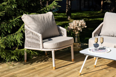 Кресло 4SIS Верона, каркас белый муар, роуп бежевый, ткань бежевая 052 Кресло 4SIS Верона, каркас белый муар, роуп бежевый, ткань бежевая 052