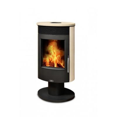 Печь-камин ABX Tartu 5 поворотный (черная сталь, мокка крем с верхней плитой)