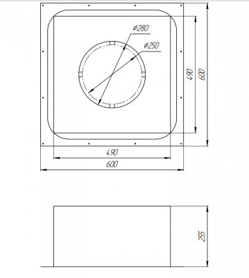 Потолочно-проходной узел утепленный Grill'D  490*490 (D250) с юбкой Потолочно-проходной узел утепленный Grill'D  490*490 (D250) с юбкой