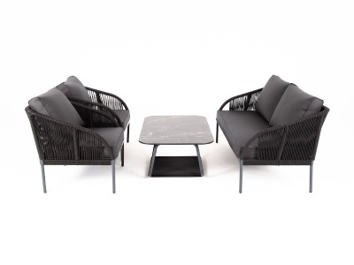 Лаунж-зона 4SIS Канны 4-местная из роупа со столиком Канны Цвет: темно-серый, серый гранит