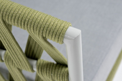 Кресло 4SIS Диего, каркас светло-серый муар, роуп салатовый меланж, ткань светло-серая