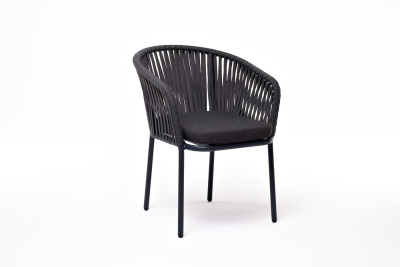 Стул из роупа 4SIS (колос), каркас алюминий темно-серый (RAL7024) муар, роуп серый, ткань темно-серая 027