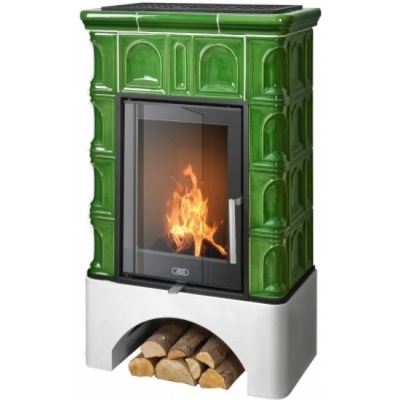 Печь-камин ABX BRITANIA EXclusive, белый цоколь - вставка Orion (зеленый) Печь-камин ABX BRITANIA EXclusive, белый цоколь - вставка Orion (зеленый)