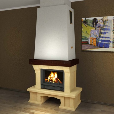 Каминная облицовка Supra-Russia MARBELLA SR, с деревянной балкой