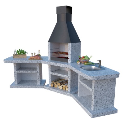 Угловой барбекю комплекс Garden с мойкой