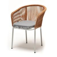 Стул из роупа 4SIS Марсель, Каркас алюминий светло-серый муар, роуп оранежвый меланж, ткань светло-серая