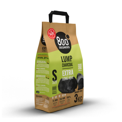 Уголь кусковой 800 DEGREES LUMP CHARCOAL, 3 КГ