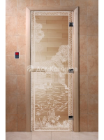 Дверь для саун DoorWood "Банька в лесу прозрачная"