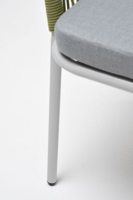 Стул из роупа 4SIS Лион каркас из стали светло-серый (RAL7035) муар, роуп салатовый меланж, ткань светло-серая Стул из роупа 4SIS Лион каркас из стали светло-серый (RAL7035) муар, роуп салатовый меланж, ткань светло-серая