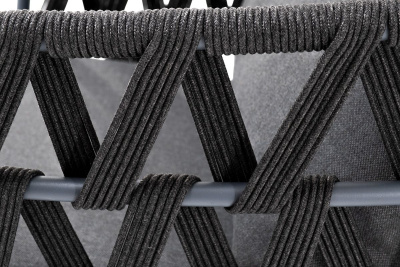 Кресло из роупа 4SIS, каркас темно-серый муар, роуп темно-серый, ткань темно-серая 027 Кресло из роупа 4SIS, каркас темно-серый муар, роуп темно-серый, ткань темно-серая 027