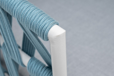 Кресло 4SIS Диего, каркас светло-серый муар, роуп бирюзовый, ткань светло-серая Кресло 4SIS Диего, каркас светло-серый муар, роуп бирюзовый, ткань светло-серая